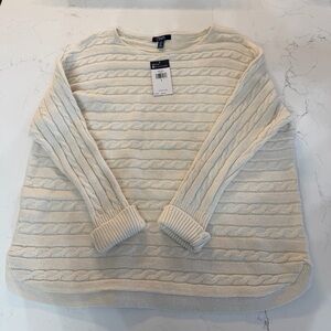 NWT Chaps Cream Cable Knit Sweater
